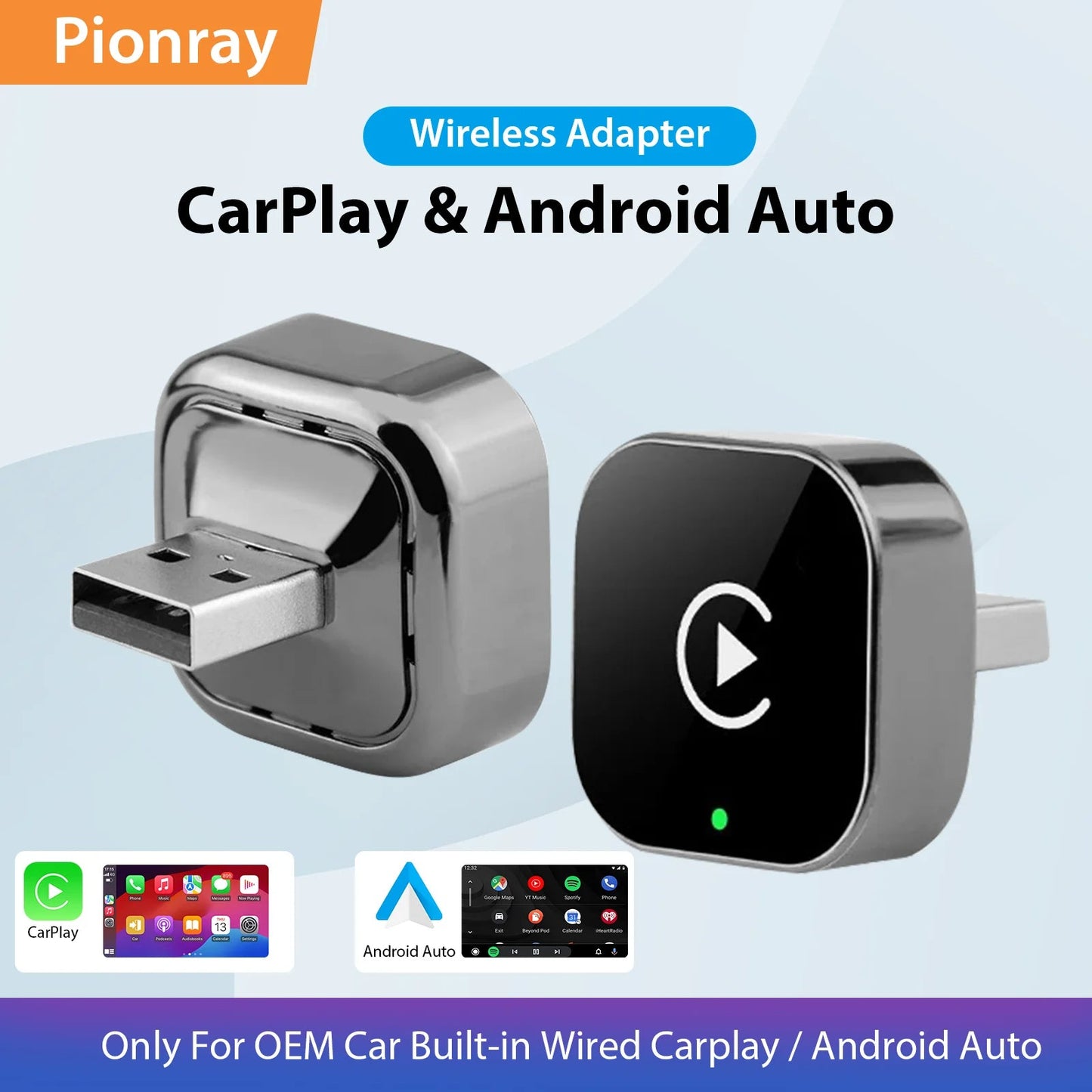 Pionray 2-in-1 Wireless CarPlay & Android Auto Adapter – 5GHz USB/Type-C Mobile Arcade Ltd