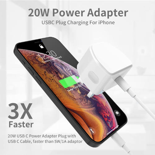 20W USB-C Fast Charger with 2M Cable for iPhone & iPad Mobile Arcade Ltd