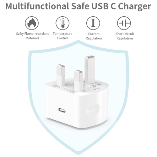20W USB-C Fast Charger with 2M Cable for iPhone & iPad Mobile Arcade Ltd