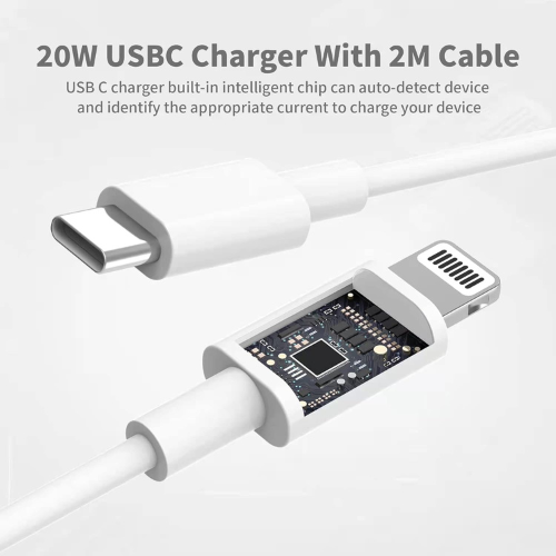 20W USB-C Fast Charger with 2M Cable for iPhone & iPad Mobile Arcade Ltd