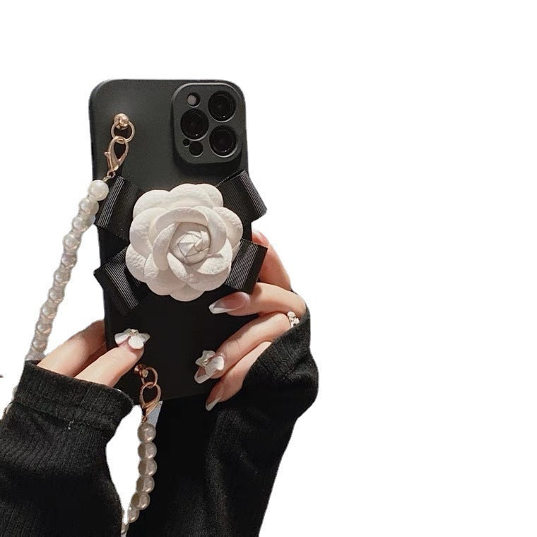 Temperament Camellia Pearl Chain Phone Case Soft Shell Mobile Arcade Ltd