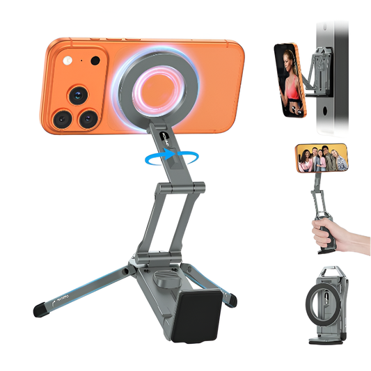 OMOTON Aluminium Magnetic Phone Tripod – 360° Rotating MagSafe Travel Mount Mobile Arcade Ltd