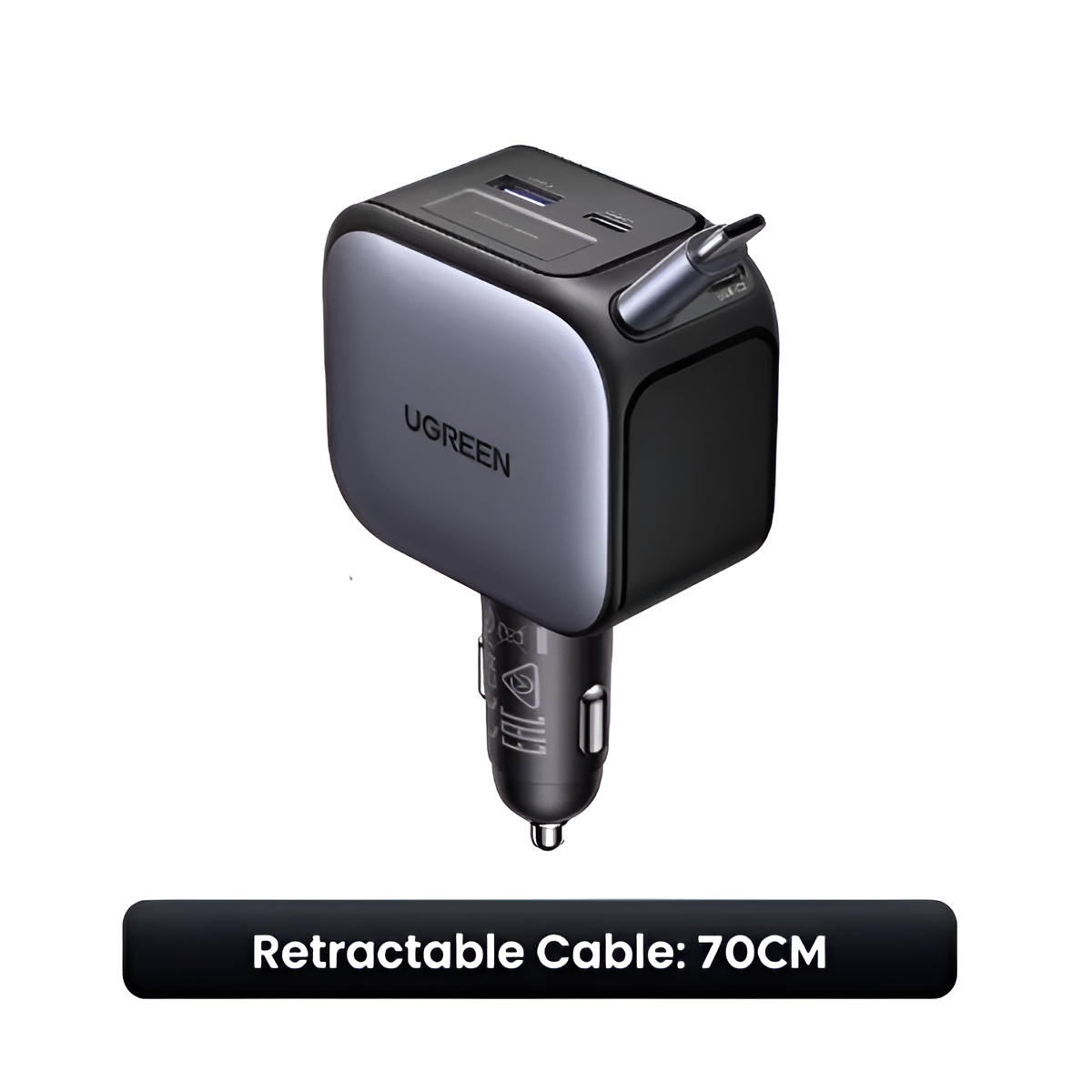 UGREEN 145W Car Charger with 3 USB-C & USB-A Fast Ports and Retractable Cable Mobile Arcade Ltd