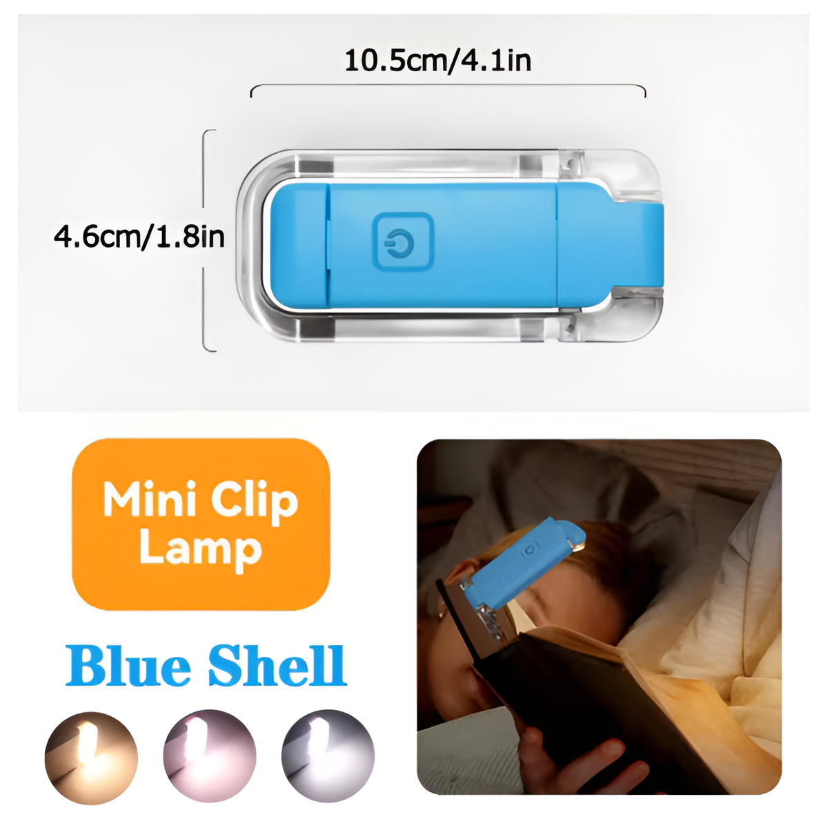 Mini Book Light LED USB Rechargeable Reading Lamp Clip-On Eye Protection