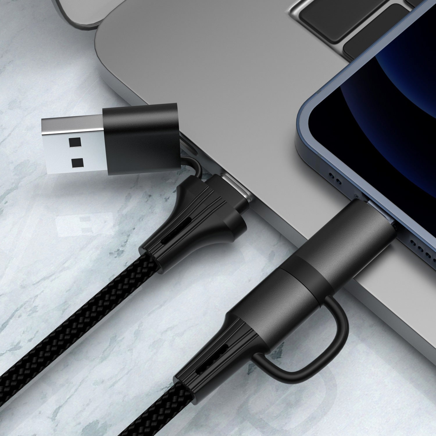 60W Multi-Head Multifunctional Charging Cable – Fast USB Cable for All Devices
