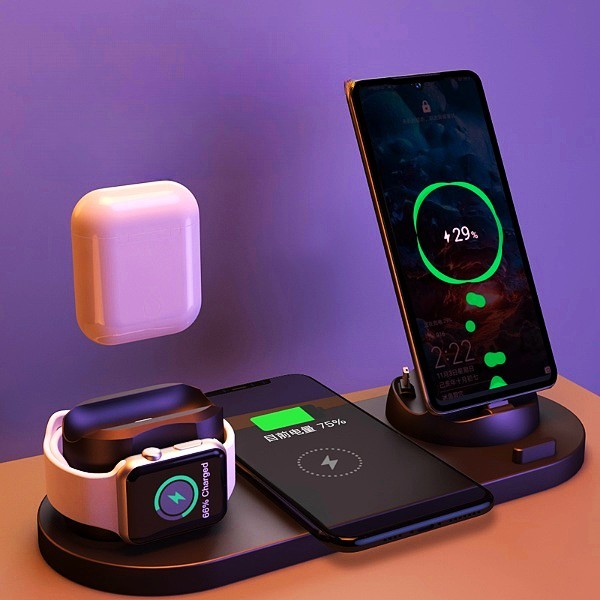 6-in-1 Wireless Charging Dock for iPhone, Apple Watch & Fast Charging Pad Mobile Arcade Ltd