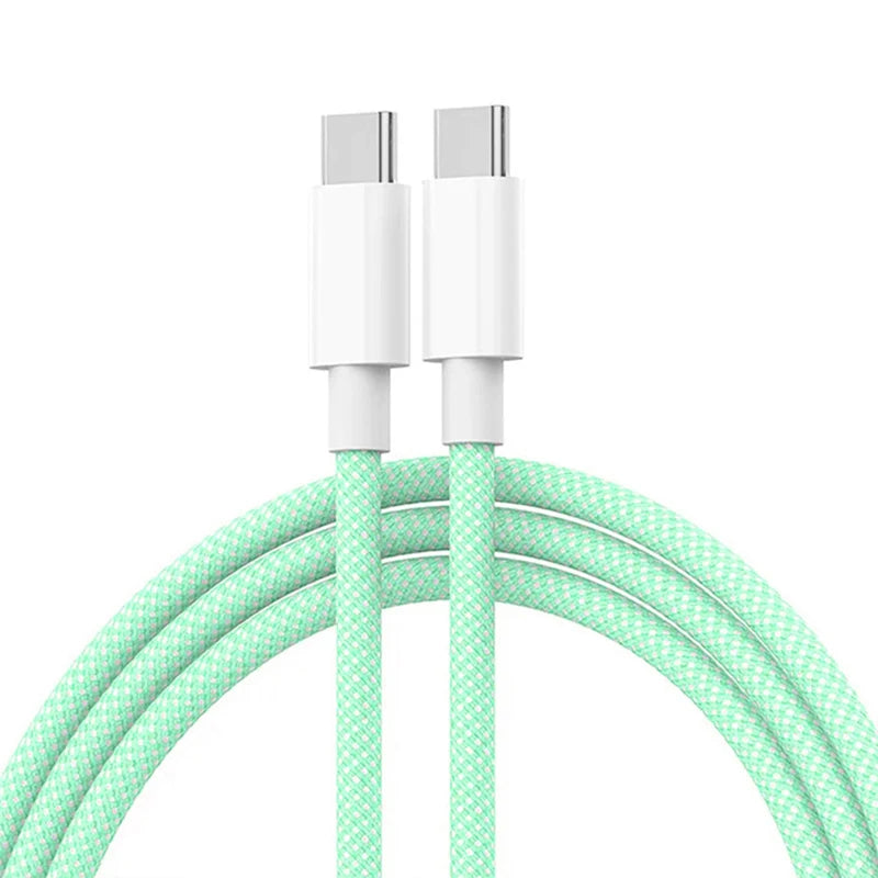 USB-C to USB-C 60W PD Fast Charging Cable – Braided Type-C Charger Lead Mobile Arcade Ltd