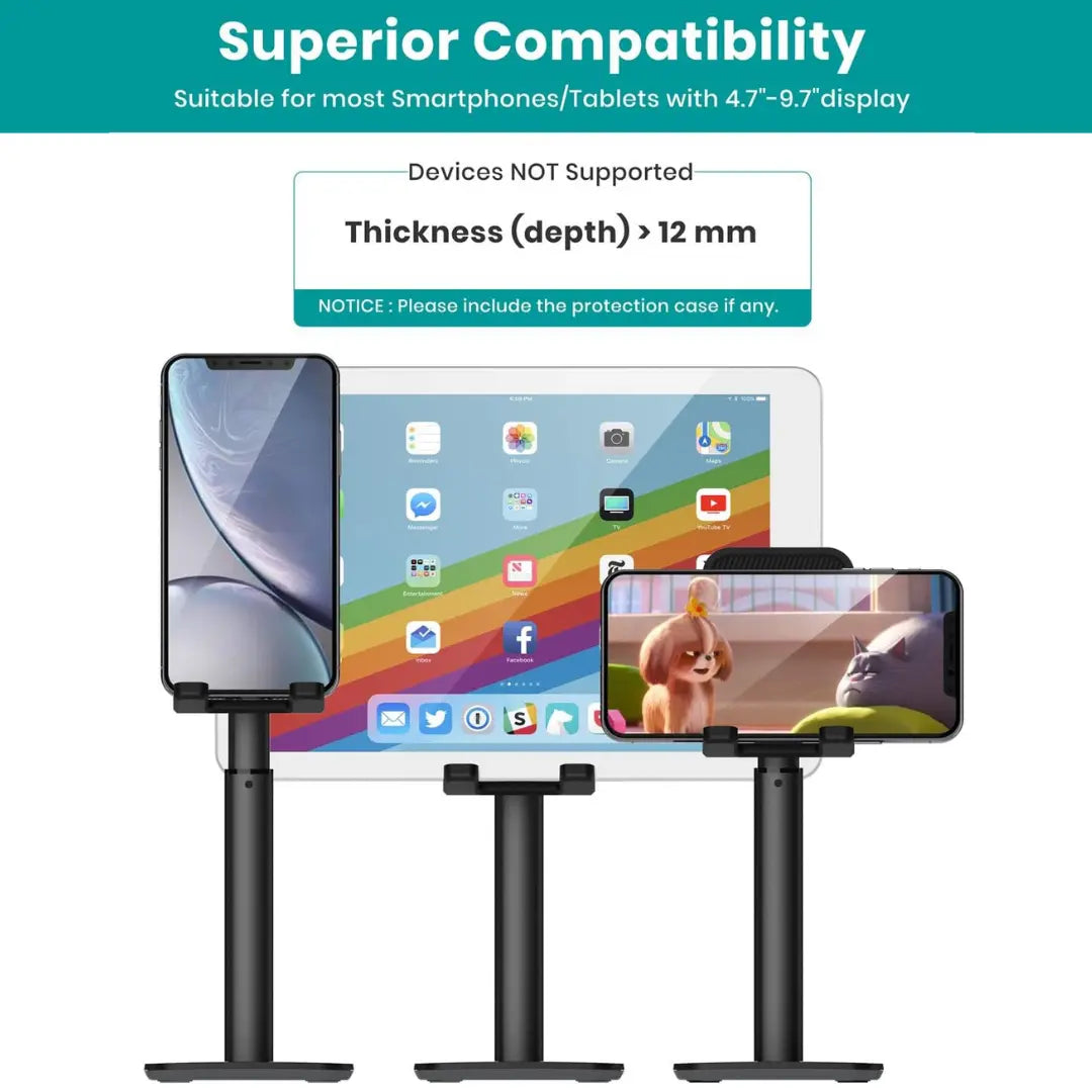 Adjustable Desktop Phone & Tablet Stand with Fast USB Car Charger Mobile Arcade Ltd