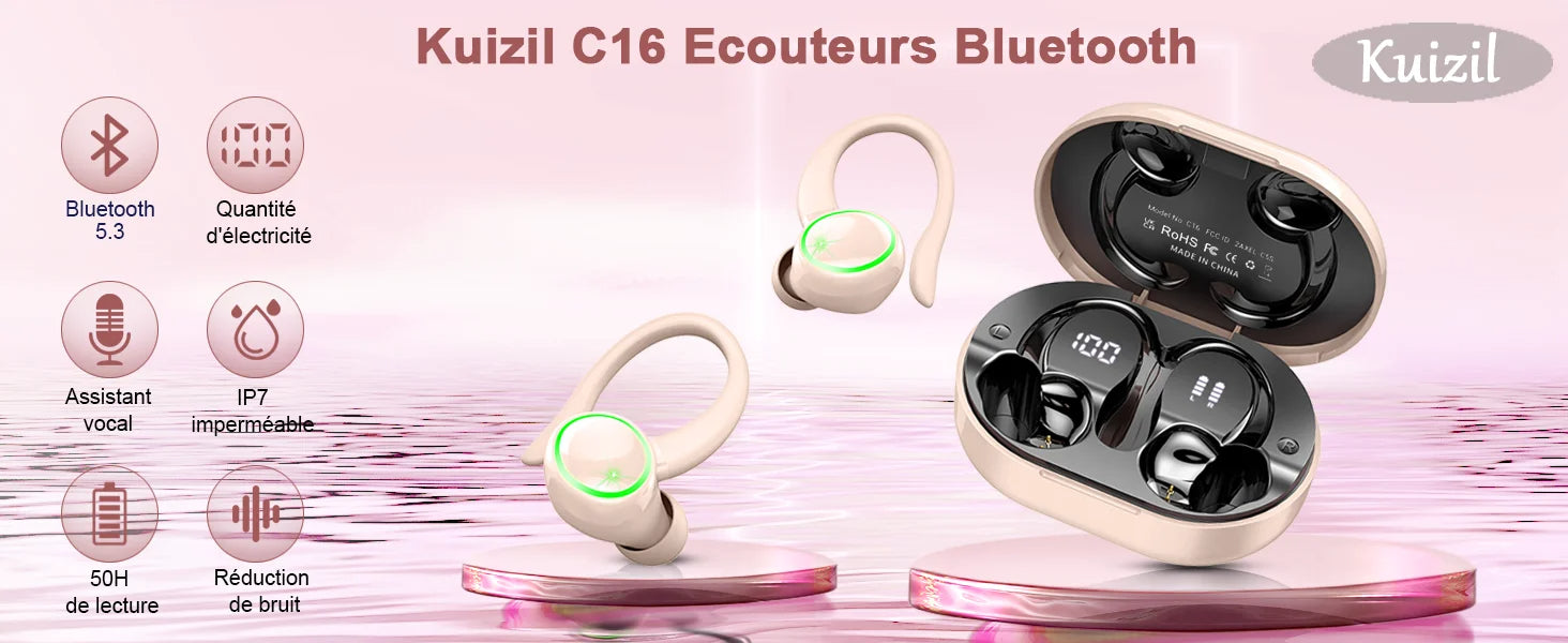 Wireless Sports Earbuds Bluetooth 5.3 with 4 ENC Mics, IPX7, 50H Playback Mobile Arcade Ltd