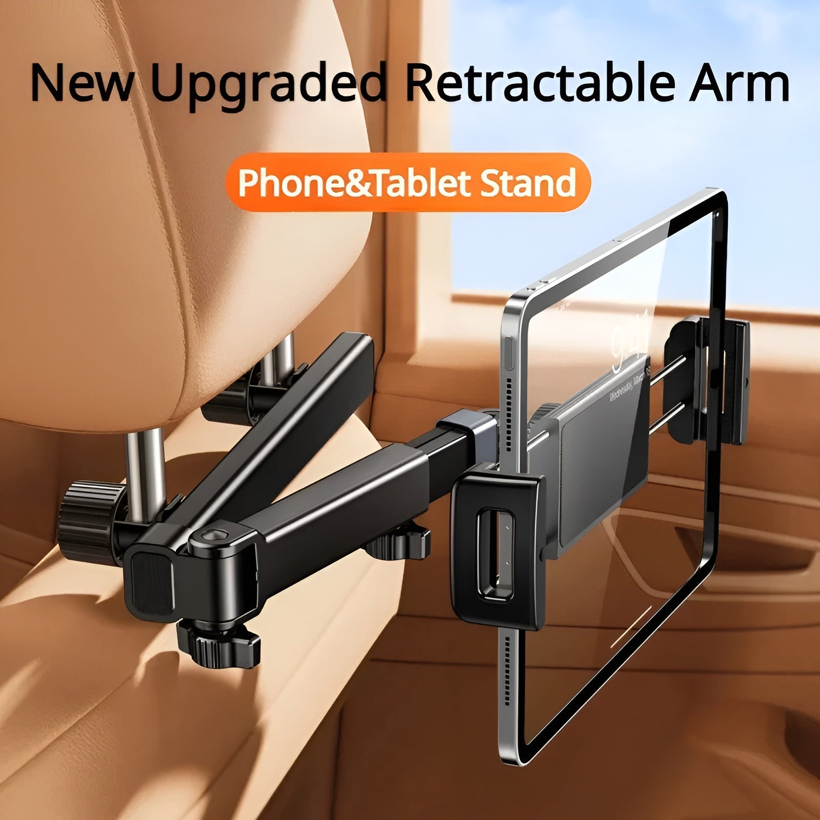 Universal Car Headrest Tablet & Phone Holder – Adjustable Rotating Rear Seat Mount Mobile Arcade Ltd