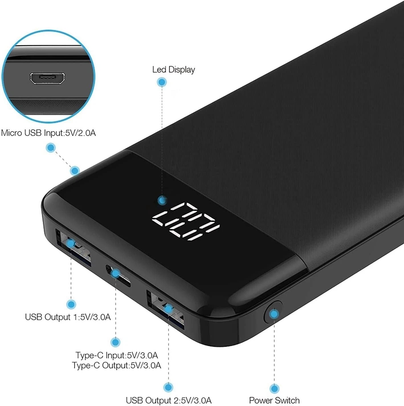 10400mAh USB-C Power Bank – Ultra Slim, Fast Charging, LED Display Mobile Arcade Ltd
