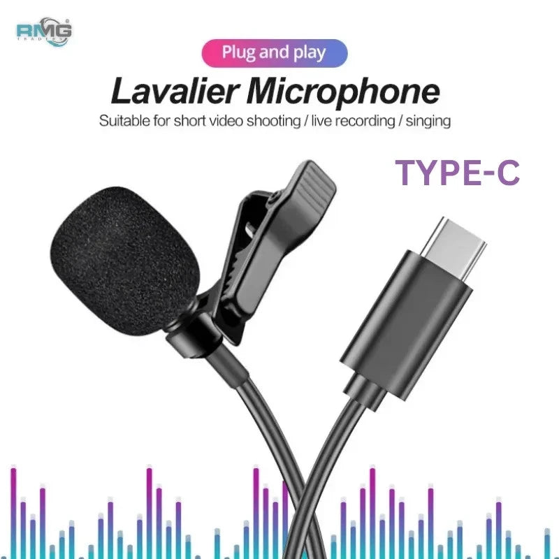 USB-C Lavalier Microphone Clip-On Mic for Phone Laptop Plug & Play Recording Mobile Arcade Ltd