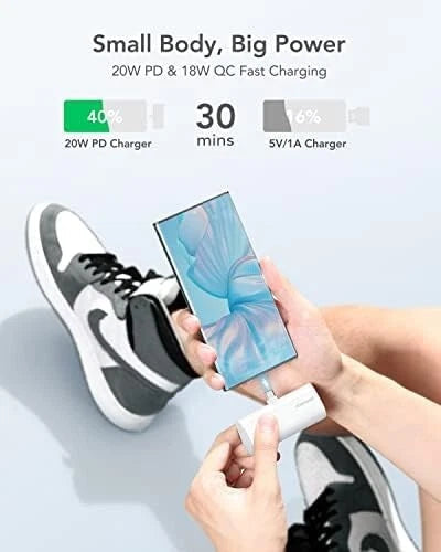 Mini Power Bank USB C - 5000mAh, 20W PD 18W QC USB C Battery Pack, Portable Mobile Arcade Ltd