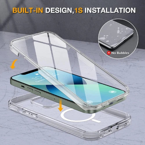 Clear Magnetic iPhone 13 Case | Built-in Glass Protector & Rubber Bumper 6.1 In. Mobile Arcade Ltd