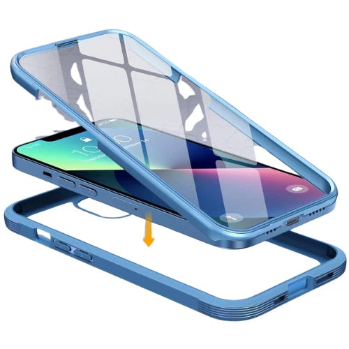 Aqua Blue Full Body Case for iPhone 13 | Built-in Glass Screen Protector 6.1 Inc Mobile Arcade Ltd