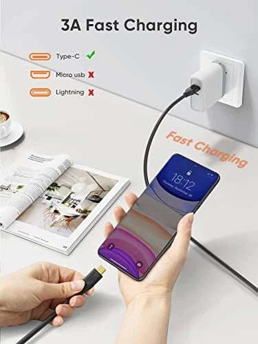 USB A to USB C Data Cable 0.5m, USB 3.1 Gen2 10Gbps USB, 3A, Fast charging New Mobile Arcade Ltd