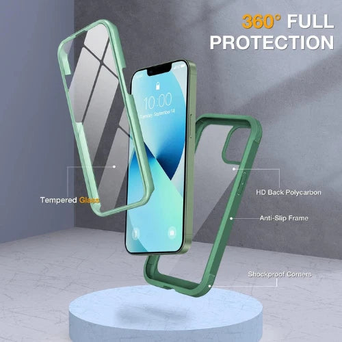 Acacia Green Full Body Case for iPhone 13 | Built-in Glass Screen Protector 6.1. Mobile Arcade Ltd