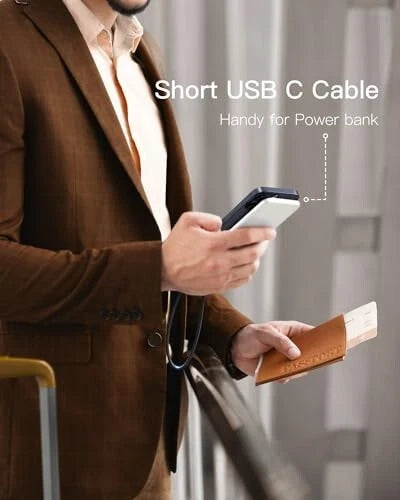 USB C Cable Short 50cm/0.5M 10Gbps Data USB - 3.1 Gen2 Type C, Grey Mobile Arcade Ltd