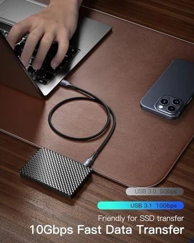 USB C Cable Short 50cm/0.5M 10Gbps Data USB - 3.1 Gen2 Type C, Grey Mobile Arcade Ltd