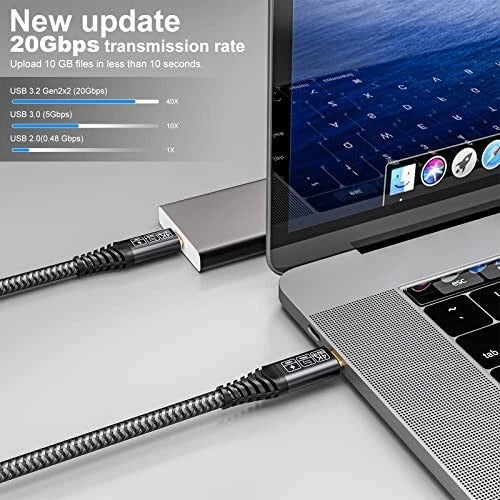 USB C To USB C - 0.5M, USB 3.2 Gen2 × 2 USB C Charger Cable, 20 Gbps speed Mobile Arcade Ltd