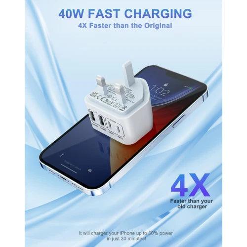 40W USB C Plug Fast Charger, 4-Port Multi USB Charger for iPhone, Samsung, iPad. Mobile Arcade Ltd