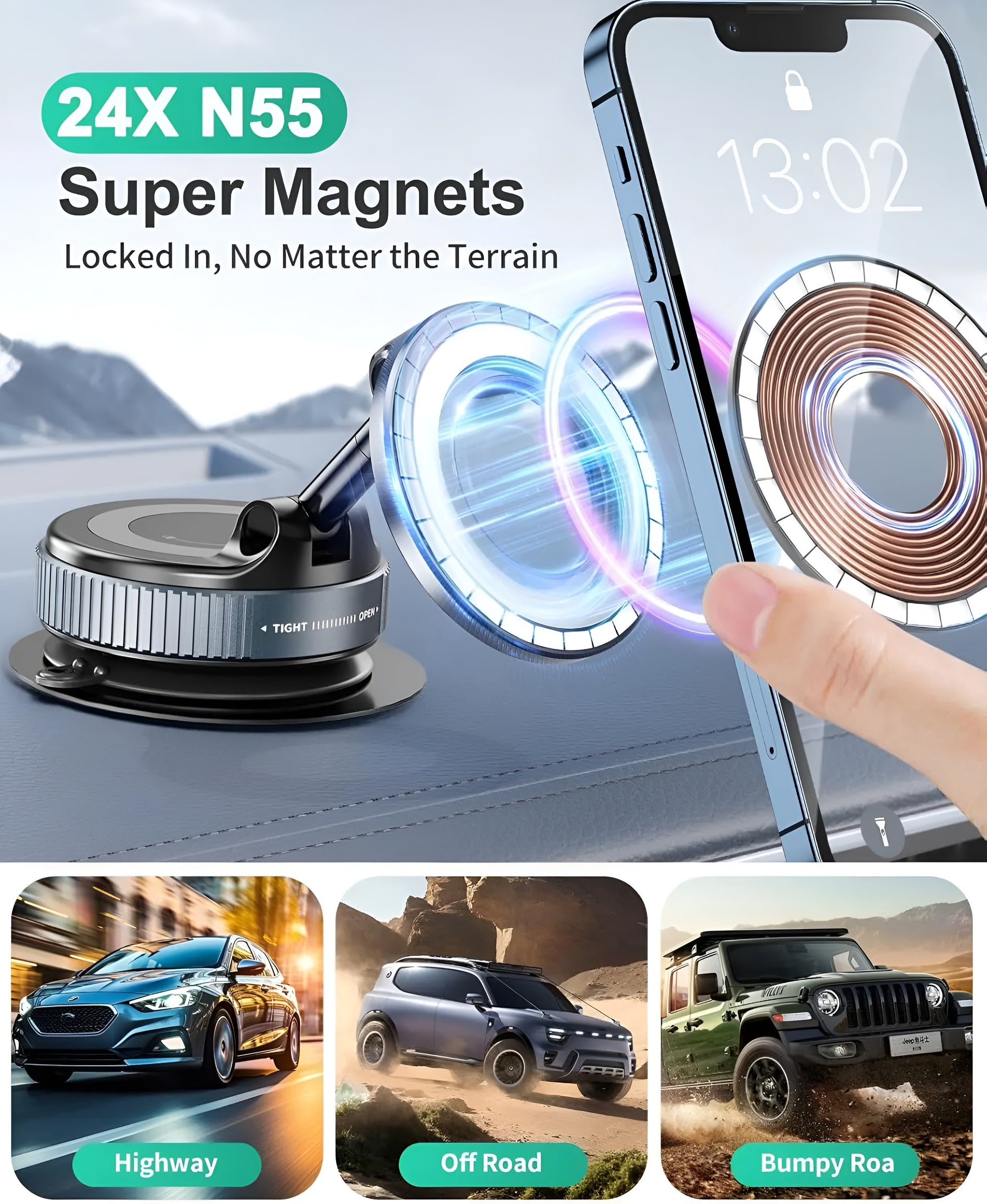 360° Vacuum Magnetic Car Phone Holder for MagSafe – Adjustable & Retractable Mobile Arcade Ltd