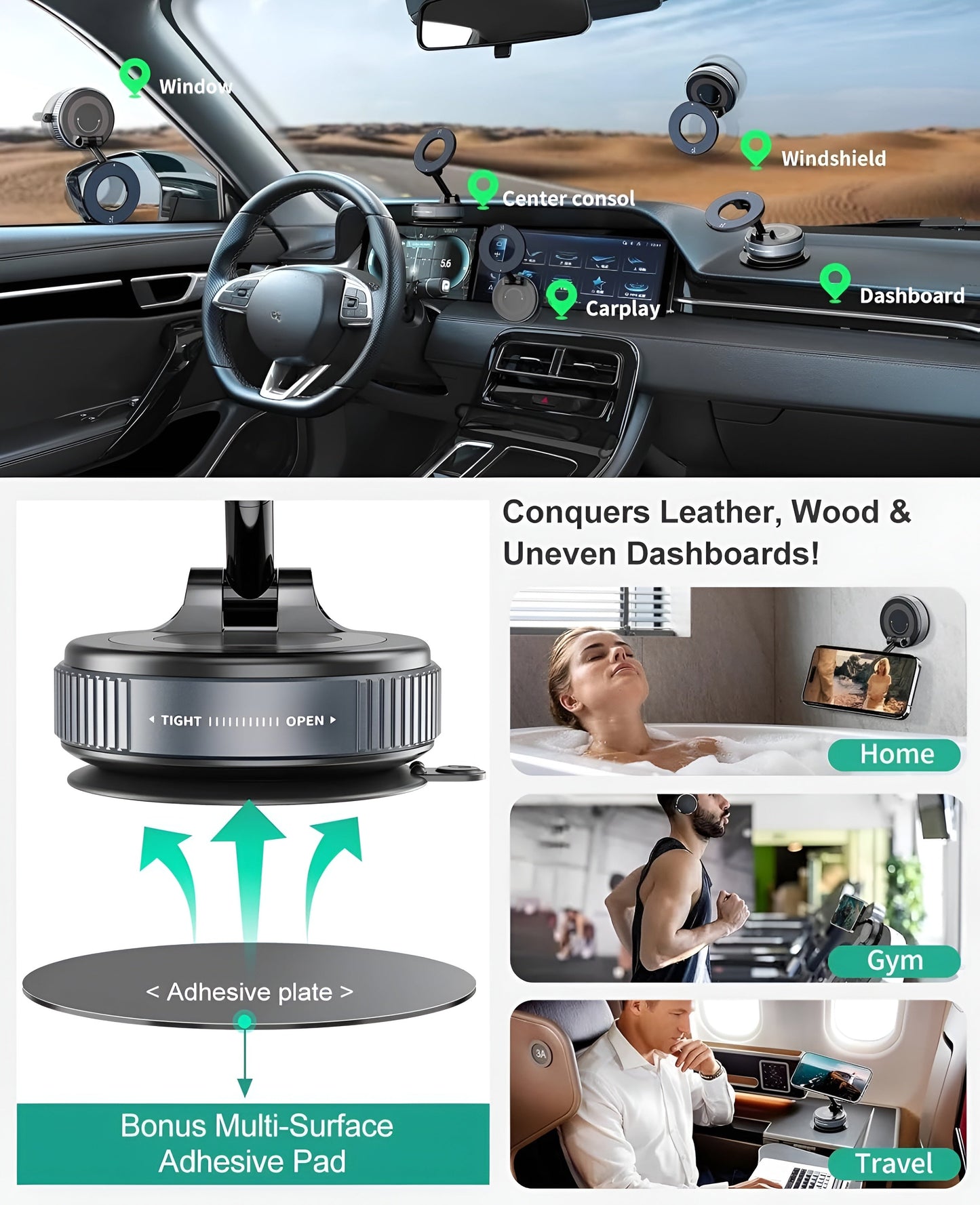 360° Vacuum Magnetic Car Phone Holder for MagSafe – Adjustable & Retractable Mobile Arcade Ltd