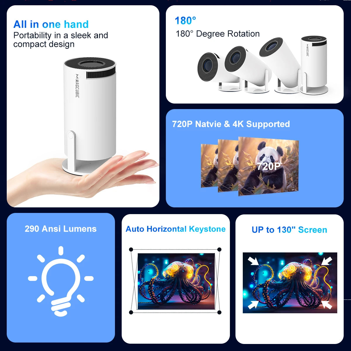 Magcubic HY300 Pro 4K Projector, Android 11, WiFi6, BT5.0, 290ANSI HD Mobile Arcade Ltd