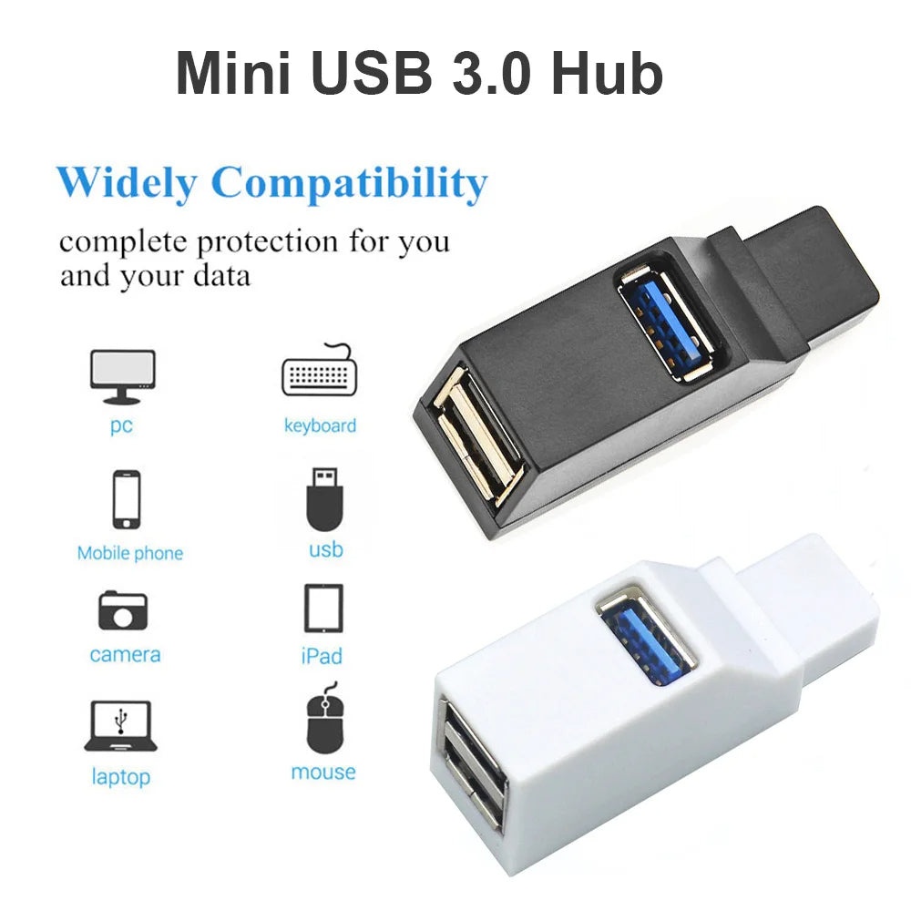 USB 3.0/2.0 Hub Adapter – 1 to 3 Port Splitter, High-Speed Extender for PC/Laptop Mobile Arcade Ltd