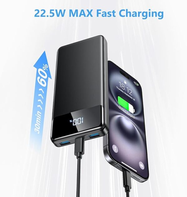 12000mAh Power Bank Fast Charging PD22.5W USB-C/USB-A Output - Image 3