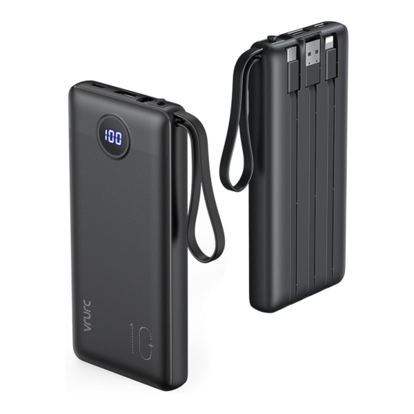 Power Bank with Built-in Cables, 5 Outputs Portable