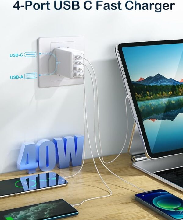 40W 4-Port USB-C Fast Charger Adapter - Image 4